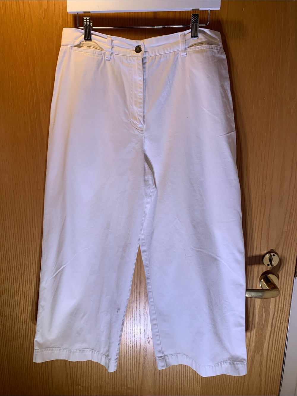 Jones New York Classic 100% Cotton White Wide-Leg Cropped Pants - Size 12